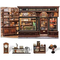 CUTEBEE Book Nook Kit - DIY Miniature House Dollhouse Kit for Adults and Teens, Booknook Tiny House Bookshelf Decor 3D Wooden Puzzle, Gifts for Family, Friends (Corner Coffee Shop)-picture-14