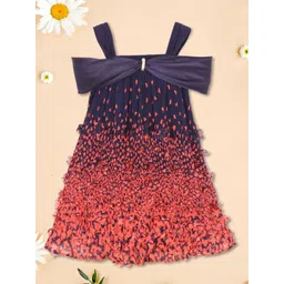 CUTECUMBER Applique Cold-Shoulder Sleeves A-Line Dress-picture-55