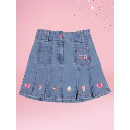 CUTECUMBER Embroidered Pleated A-Line DenimSkirt-picture-34
