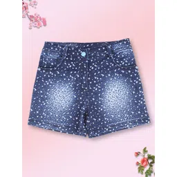 CUTECUMBER Girls Blue Animal Printed Denim Shorts-picture-58