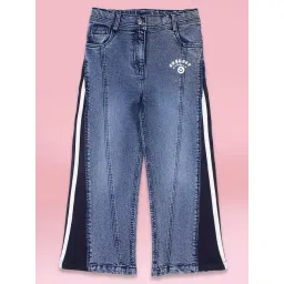 Cutecumber Girls Blue Denim Applique Regular Fit Jeans-picture-24