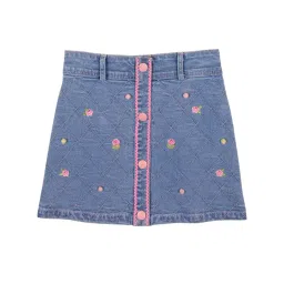 Cutecumber Girls Blue Denim Regular Fit Skirts-picture-17