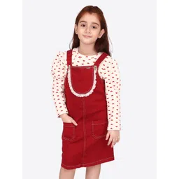 CUTECUMBER Girls Conversational Printed Puff Sleeves Pinafore Dress-picture-10