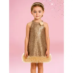CUTECUMBER Girls Embellished Halter Neck A-Line Dress-picture-49