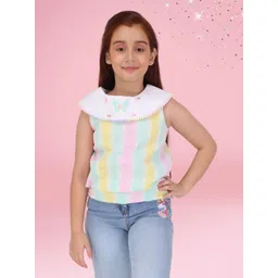 CUTECUMBER Girls Embellished Striped Applique Top-picture-37