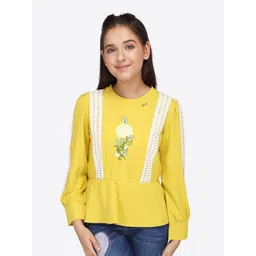 CUTECUMBER Girls Floral Embellished Georgette Peplum Top-picture-18