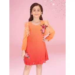CUTECUMBER Girls Floral Embroidered Georgette Sheath Dress-picture-50