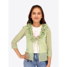 CUTECUMBER Girls Floral Printed Ruffles Regular Top With Jacket-picture-19