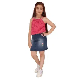 Cutecumber Girls Fuchsia Floral Print Regular Fit Dress-picture-40