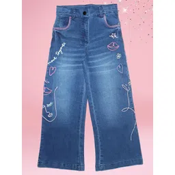 CUTECUMBER Girls Low Distress Light Fade Embroidered Stretchable Jeans-picture-27