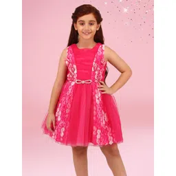 CUTECUMBER Girls Net Fit & Flare Dress with Applique Detail-picture-18