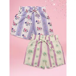CUTECUMBER Girls Pack of 2 Floral Printed Shorts-picture-10
