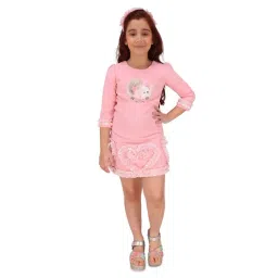 Cutecumber Girls Peach Embellished Dress-picture-46