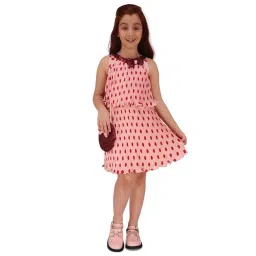 Cutecumber Girls Peach Printed Dress-picture-48