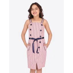 CUTECUMBER Girls Pink Striped Sheath Dress-picture-32