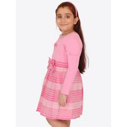 CUTECUMBER Girls Striped Long Sleeves Net Fit & Flare Dress image 5