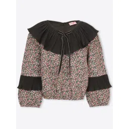 Cutecumber Kids Black & Pink Floral Print Full Sleeves Top-picture-32