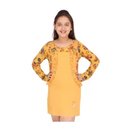 Cutecumber Kids Mustard Floral Print Dungaree & T-Shirt-picture-40