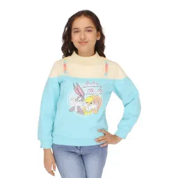 Cutecumber Kids Peach & Aqua Blue Printed Full Sleeves Sweatshirt-picture-14