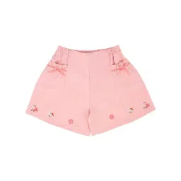 Cutecumber Kids Peach Embroidered Shorts-picture-21