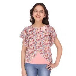 Cutecumber Kids Peach Floral Print Top-picture-26