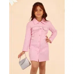 Cutecumber Kids Pink Full Sleeves Knit Dress-picture-11