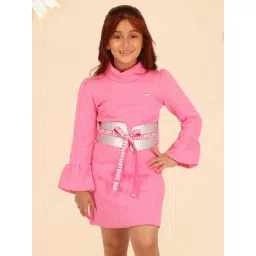Cutecumber Kids Pink Full Sleeves Knit Dress-picture-10