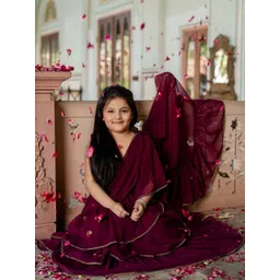 Cutiediva Girls Embellished Beads & Stones Pure Georgette Ready To Wear Lehenga & Choli-picture-12