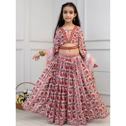 Cutiediva Girls Embellished Ready to Wear Lehenga & Blouse With Dupatta-picture-11