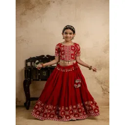 Cutiediva Girls Maroon Floral Print Lehenga Choli-picture-39