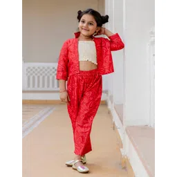 Cutiediva Girls Self Design Shoulder Straps Top With Trouser & Shrug-picture-48