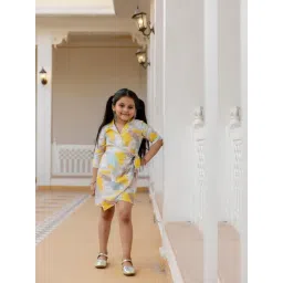 Cutiediva Girls Yellow Printed Playsuit-picture-46