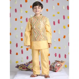 Cutiekins Boys Embroidered Regular Mirror Work Kurta with Pyjamas-picture-28