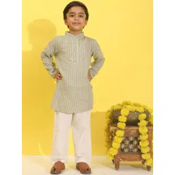 Cutiekins Boys Ethnic Motifs Printed Band Collar Kurta With Pyjamas-picture-39