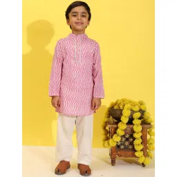 Cutiekins Boys Ethnic Motifs Printed Band Collar Kurta With Pyjamas-picture-35