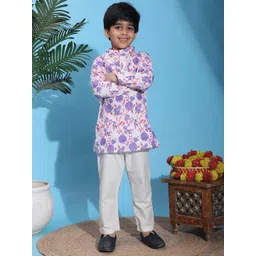 Cutiekins Boys Floral Printed Kurta with Trousers-picture-52