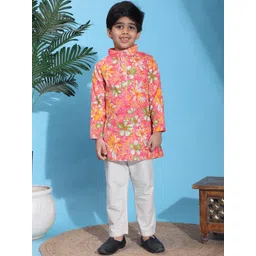 Cutiekins Boys Floral Printed Kurta with Trousers-picture-10