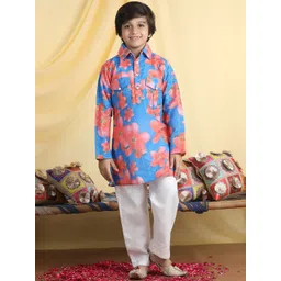 Cutiekins Boys Floral Printed Regular Kurta with Pyjamas-picture-48
