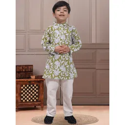 Cutiekins Boys Floral Printed Regular Kurta with Pyjamas-picture-30