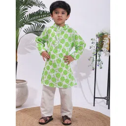Cutiekins Boys Floral Printed Regular Kurta with Pyjamas-picture-48