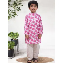 Cutiekins Boys Floral Printed Regular Kurta with Pyjamas-picture-29