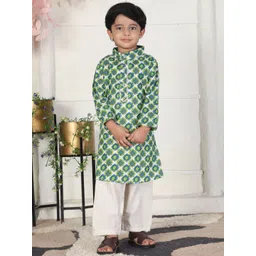Cutiekins Boys Geometric Printed Mandarin Collar Straight Kurta With Pyjamas-picture-44
