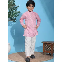 Cutiekins Boys Printed Band Collar Regular Kurta with Pyjamas-picture-27