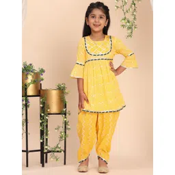 Cutiekins Girls Bandhani Printed Regular Gotta Patti Kurta with Dhoti Pants-picture-46