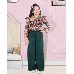 cutiekins Girls Floral Print Pants & Top Set-picture-17