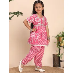 Cutiekins Girls Floral Printed A-Line Kurta with Dhoti Pant image 4