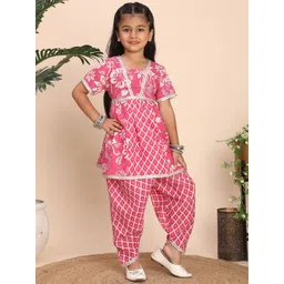 Cutiekins Girls Floral Printed A-Line Kurta with Dhoti Pant image 1