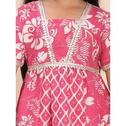 Cutiekins Girls Floral Printed A-Line Kurta with Dhoti Pant image 3