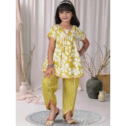 Cutiekins Girls Floral Printed A-Line Kurta with Dhoti Pants-picture-32