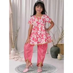 Cutiekins Girls Floral Printed A-Line Kurta with Dhoti Pants-picture-27